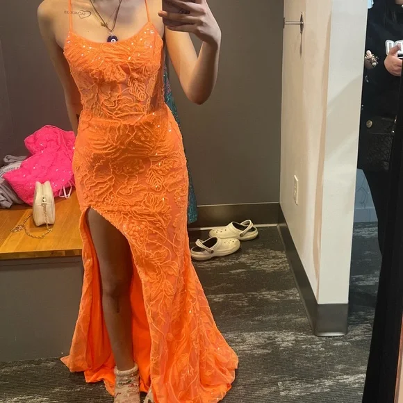strapless open back dress Tangerine Midi Dress  Lisbeth Marie Shop